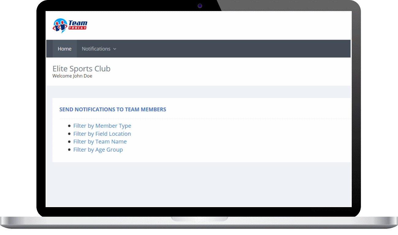 Send Notifications to Members in your Club or League
