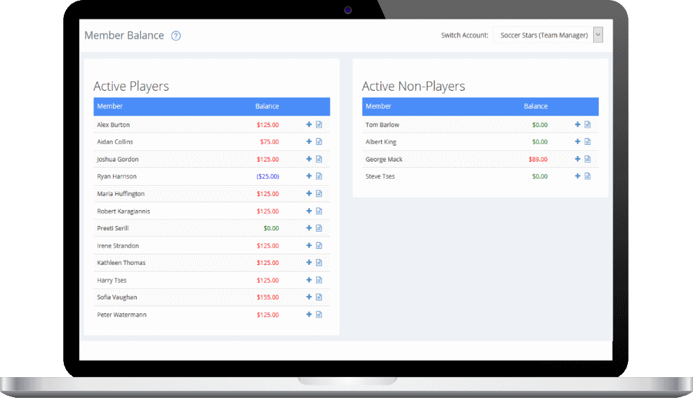 Features for Sports Teams - Team Fees & Payments Tracking